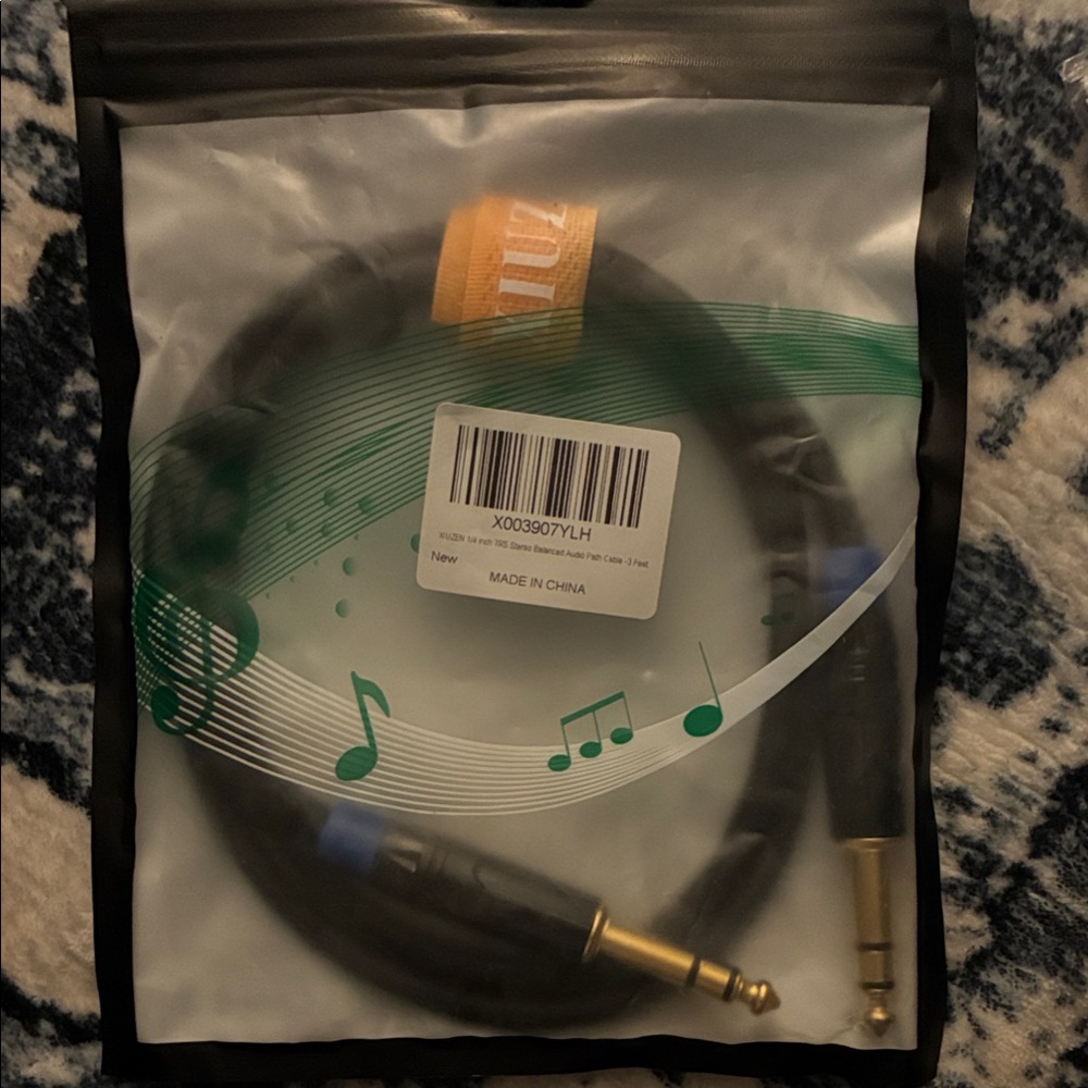 Black Audio Cable with Gold Connectors